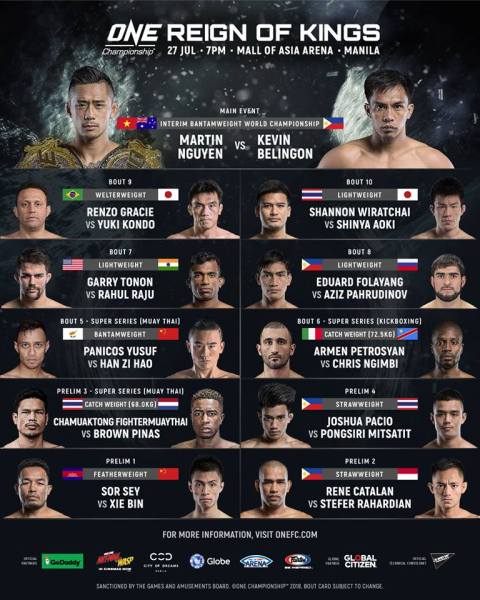 'ONE: Reign of Kings' fight card