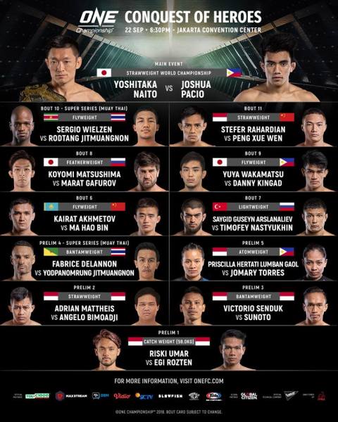 'ONE: Conquest of Heroes' fight card