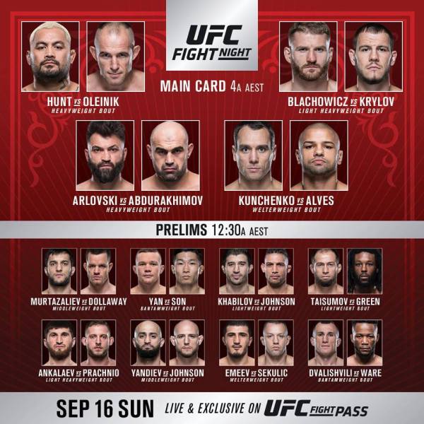 'UFC Fight Night 136' fight card