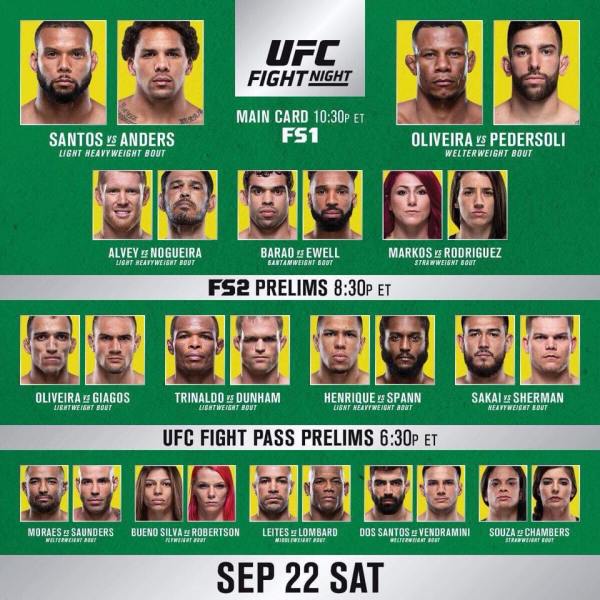 'UFC Fight Night 137' fight card
