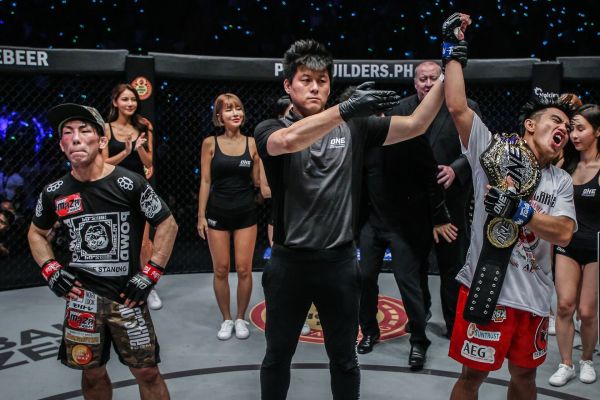 Yosuke Saruta, Kemp Cheng, Joshua Pacio (© ONE Championship)