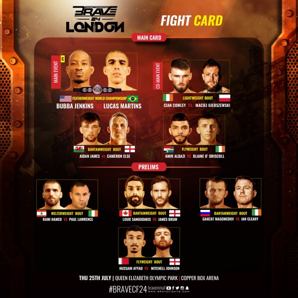 'Brave 24: London' fight card