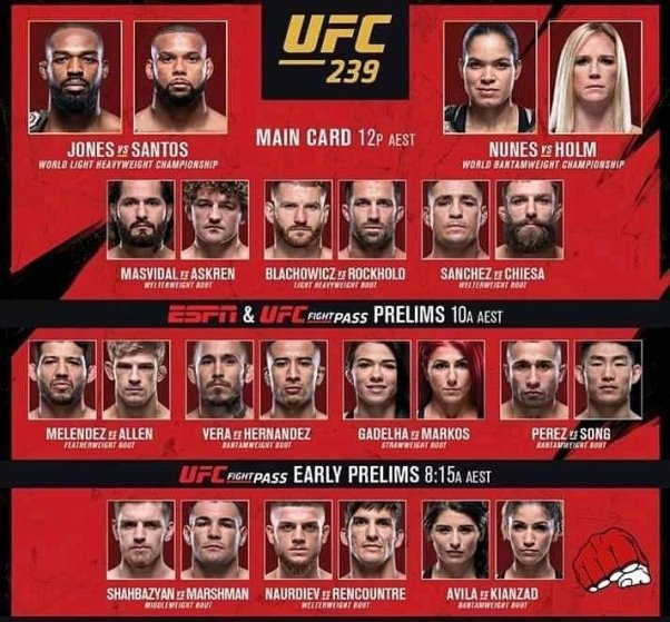 'UFC 239' fight card