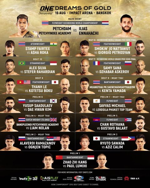 'ONE: Dreams of Gold' fight card