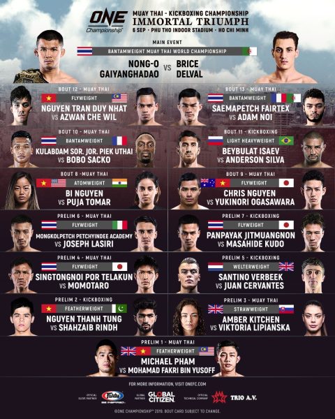 'ONE: Immortal Triumph' fight card