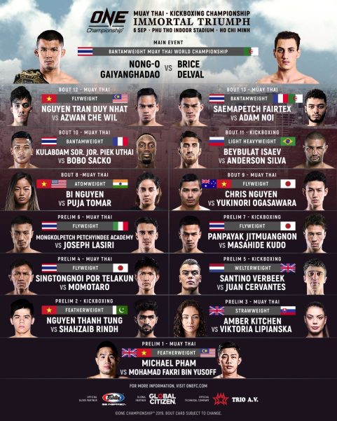 'ONE: Immortal Triumph' fight card