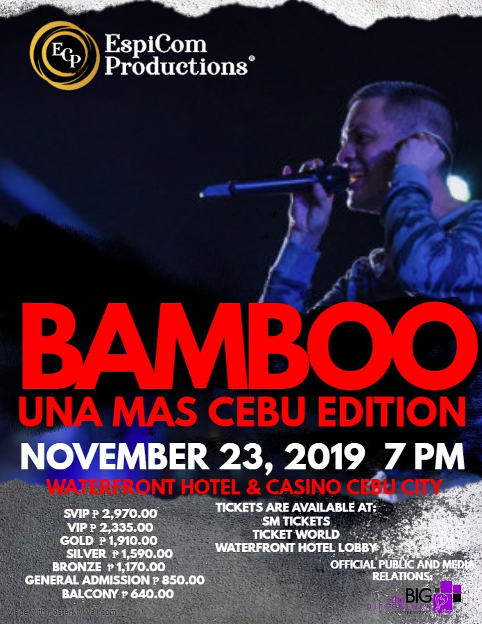 Meet Bamboo Mañalac at Bamboo Una Mas: Cebu Edition 2019 at Waterfront Hotel and Casino Cebu City