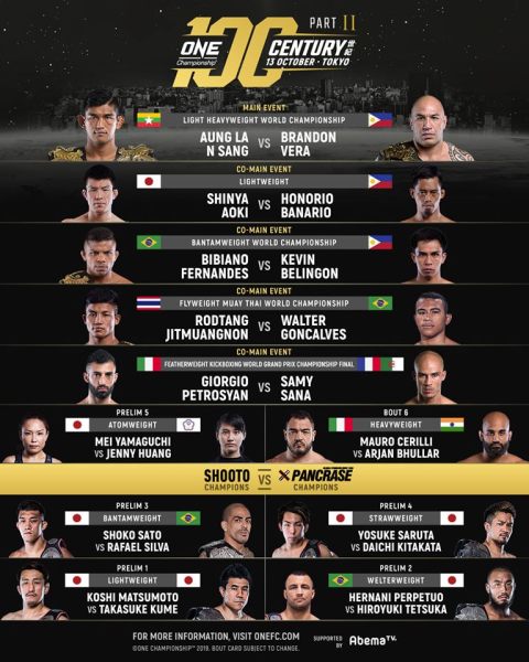 'ONE: Century 世紀' part 2 fight card