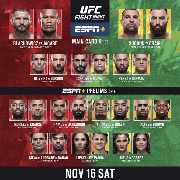'UFC Fight Night 164' fight card