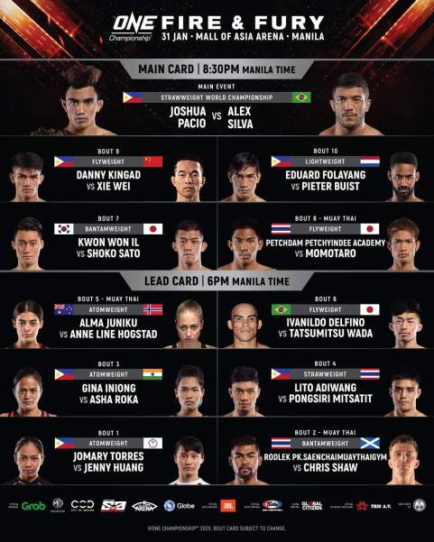 'ONE: Fire and Fury' fight card