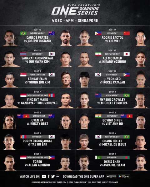 'ONE Warrior Series 9' fight card