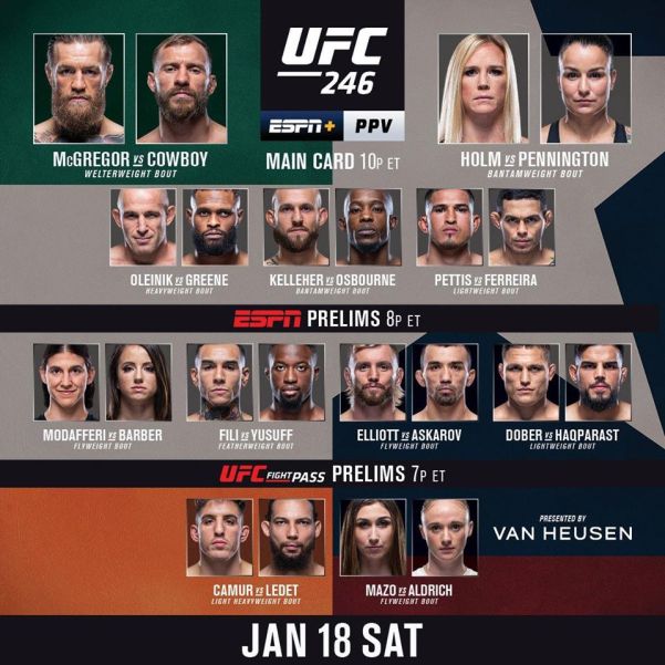 'UFC 246' fight card