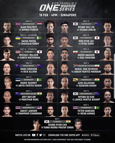 'ONE Warrior Series 10' fight card