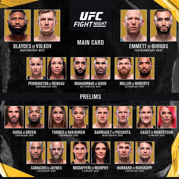 'UFC Vegas 3' fight card