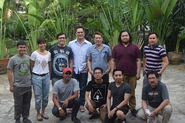(standing) Conviron Altatis, Adrianne Mendoza, Dexter Macaraeg, Martin Andanar, Amen Clavio, Daniel Palacio (kneeling) Vanju Alvaira, Gabriel Oblefias, Nimrod Sarmiento, Noel Perez